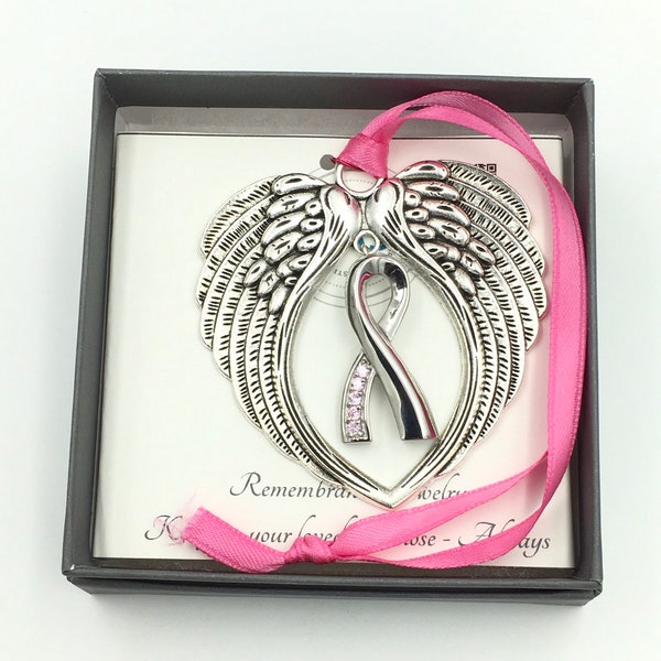 Special Edition Pink Ribbon Ornament, Breast Cancer Awareness gift, Thoughtful Remembrance Keepsake Memorial Gift, A symbol of Strength.