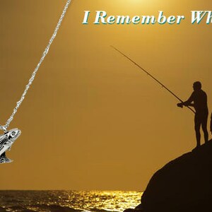 Personalized Men's Cremation Jewelry, Gone Fishin' Trout Cremation Urn Necklace, Stainless Steel Memorial Jewelry, Thoughtful Gift for him. image 4