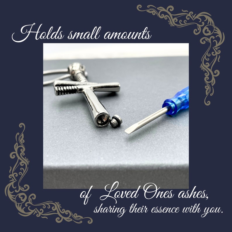 Baseball Cross Urn Necklace, a Heartfelt Rememberance Gift for Men or Women, Great Celebration Gift for Coach or Players. image 4