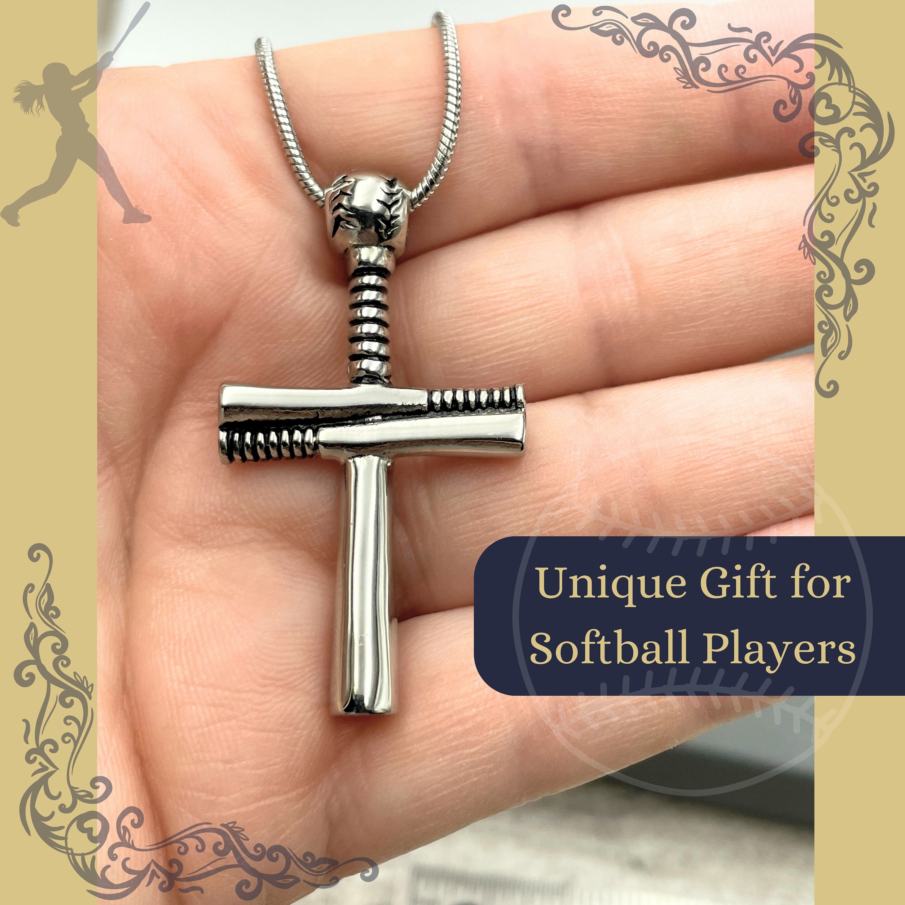 Softball Cross Necklace Etsy