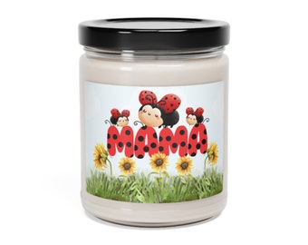 Ladybug Mama with Kids Scented Candle 9oz, Fun Lady Bug Gift for Mother's Day, Birthdays, or New Moms, Gift for Ladybug & Sunflower Lover.