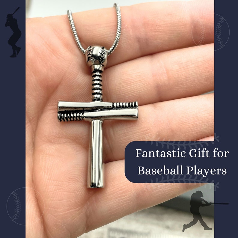 Baseball Cross Urn Necklace, a Heartfelt Rememberance Gift for Men or Women, Great Celebration Gift for Coach or Players.