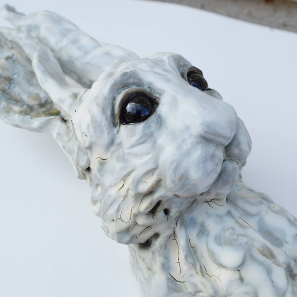 Hare portrait // wall sculpture // ceramic art // wall art // animal sculpture // hare sculpture