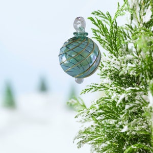 Green  Christmas Glass Ball Ornaments - 14k gold stained glass Christmas ornaments -Decorative Xmas Balls for Christmas Tree 2024