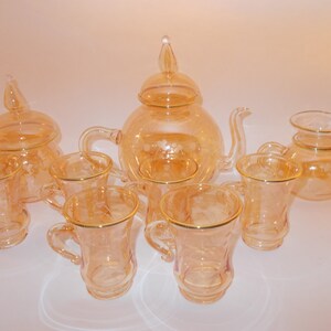 Set of 9 Glass teapot Handmade Kitchen Set Blown glass