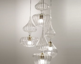 Set of 4 Hand-Blown Glass Ceiling Fixtures – Modern Design