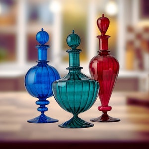 Set of3 Art glass Decanters- Customizable Premium Handmade  Blown Glass  Decanters-Fragrance Decanters-Decanter bottle with stopper