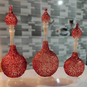 Arabic SPHERE Red GLASS VASE Set of 3