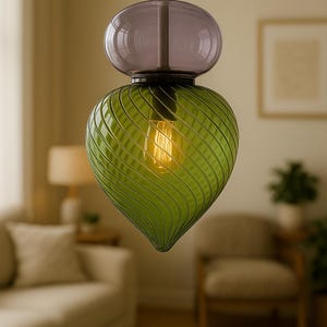 Elegant Handcrafted Glass Pendant Light for Dining & Kitchen – Modern Blown-Glass Ceiling Fixture  Handcrafted Glass - custmus Pendant Lamp