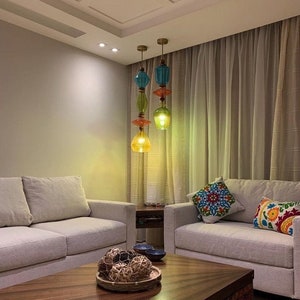 Customizable Multicolored Blown Glass Pendant Light – Modern Ceiling Light Fixture – Decorative Pendant Lamp-deco light fixture