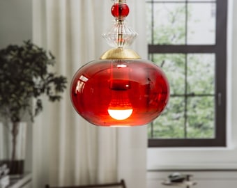 Customizable Blown Glass Pendant Light - Stylish mouth blown  pendant light - Personalized Ceiling Light- ceiling light - deco light fixture