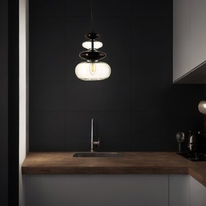 Handcrafted Glass Pendant Light – Stunning Artisan Kitchen Chandelier – Customizable Handblown Lamp