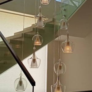 Contemporary Blown Glass Pendant Light - Handmade Kitchen Decoration - Stylish Dining Room Hanging Lamp-Kitchen light Decoration