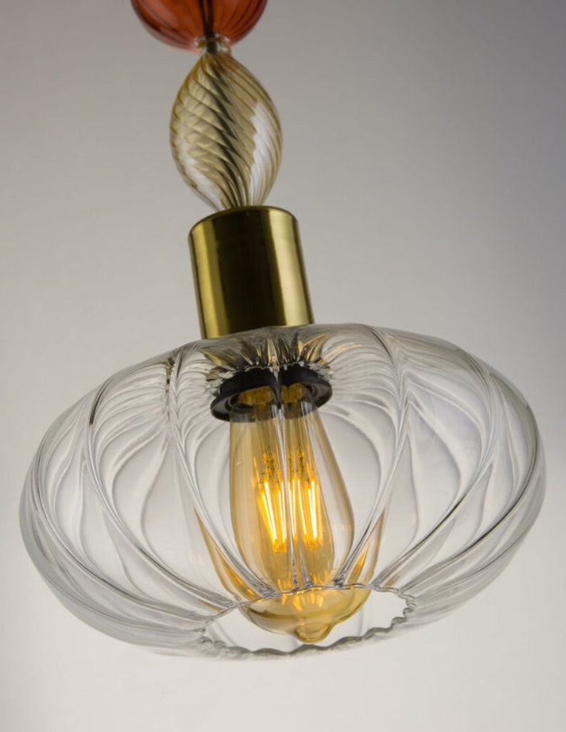 Glass Globe Pendant Light Fixture With Custom Color Glass Shade, Modern