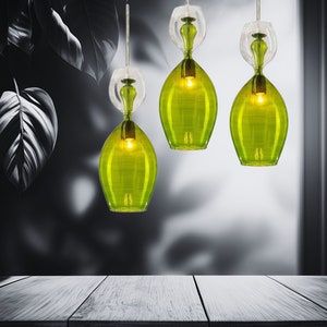 Set of 3 Modern Blown Glass Pendant Lights - Kitchen Island & Ceiling Decor - Light Fixture