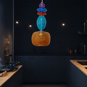 Colorful Glass Pendant Light-Customizable Glass Hanging Lamp-Modern Kitchen Light Fixture-Artisan Blown Glass Light