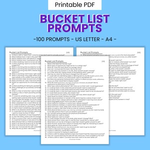 Instructions d'écriture de journal imprimables pour liste de seaux