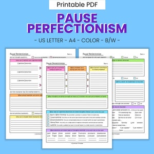 Stopping Perfectionism Printable Worksheets - Self-esteem Therapy ...