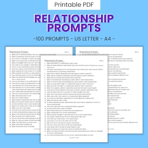 Relationship Journal Writing Prompts - 100+ Printable Questions, Healthy Social Boundaries, Exploring Friendship & Romance, Digital Download