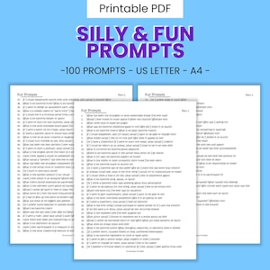 Fun Journal Writing Prompts - 100+ Silly Printable Questions, Gentle Thought Distraction, Creativity & Imagination Boost, Digital Download