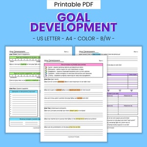 Goal Development Printable Worksheets Habit Resolution - Etsy