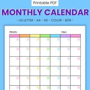 Printable 2023 Vertical Calendar Template Monthly Schedule Etsy