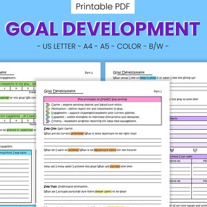 Goal Development Printable Worksheets Habit Resolution - Etsy