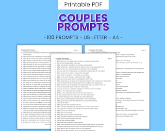 Couples Conversation Starter Prompts - 100+ Printable Questions, Romantic Relationships & Intimacy, Date Night Discussion, Digital Download