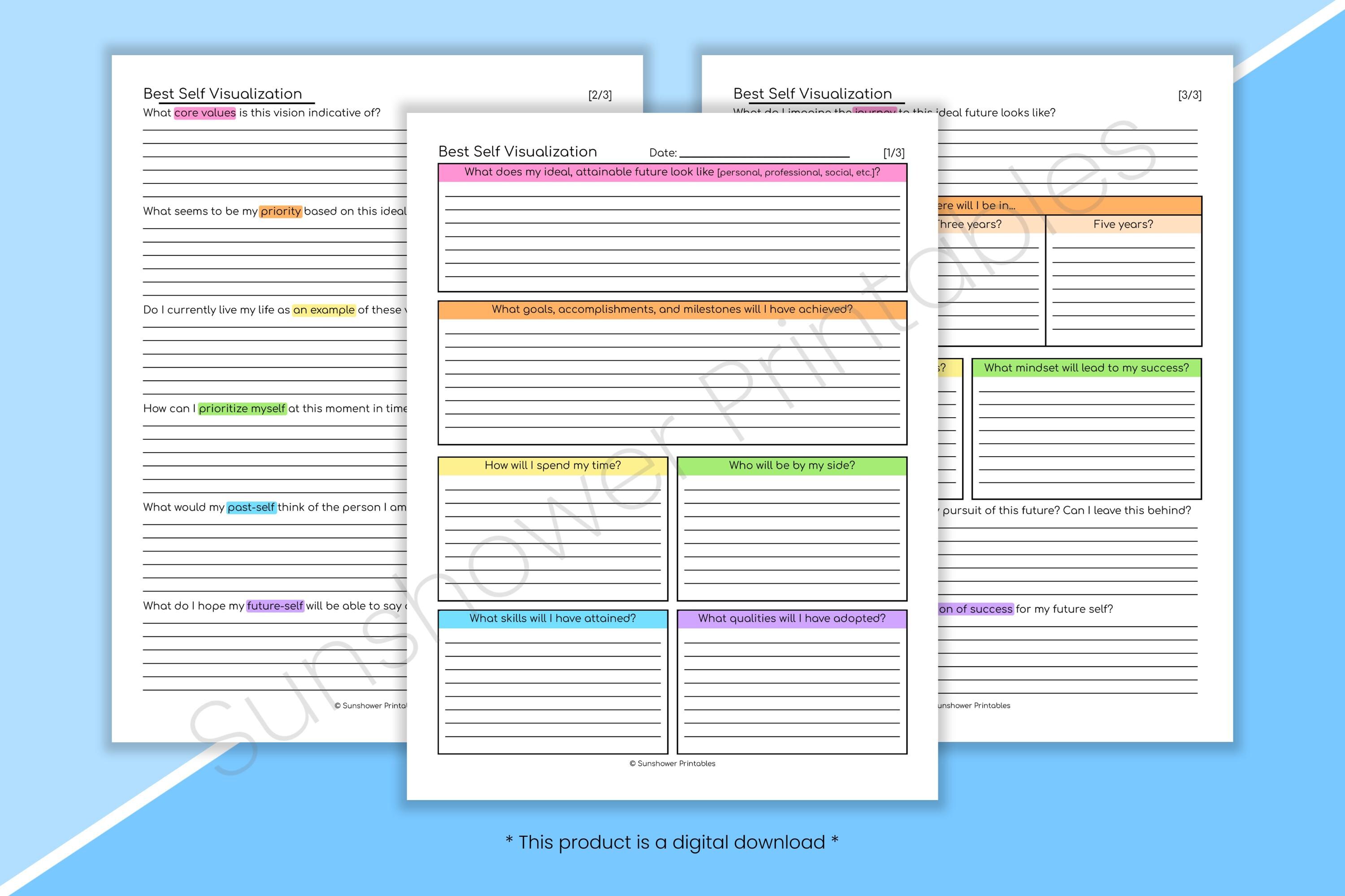 Best Self Visualization Printable Worksheets - Manifest Success, Future ...