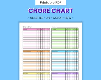 Chore Chart Printable - Weekly Cleaning Task Checklist (PDF)