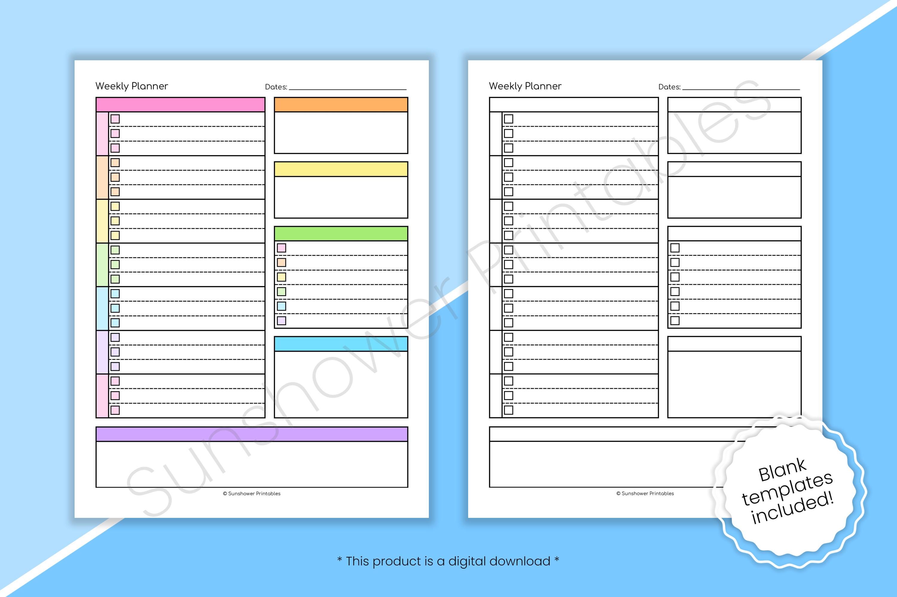 Weekly Schedule Task Organizer Form.pdf Weekly Task Checklist Printable Planner - To-do List, Daily Time ...
