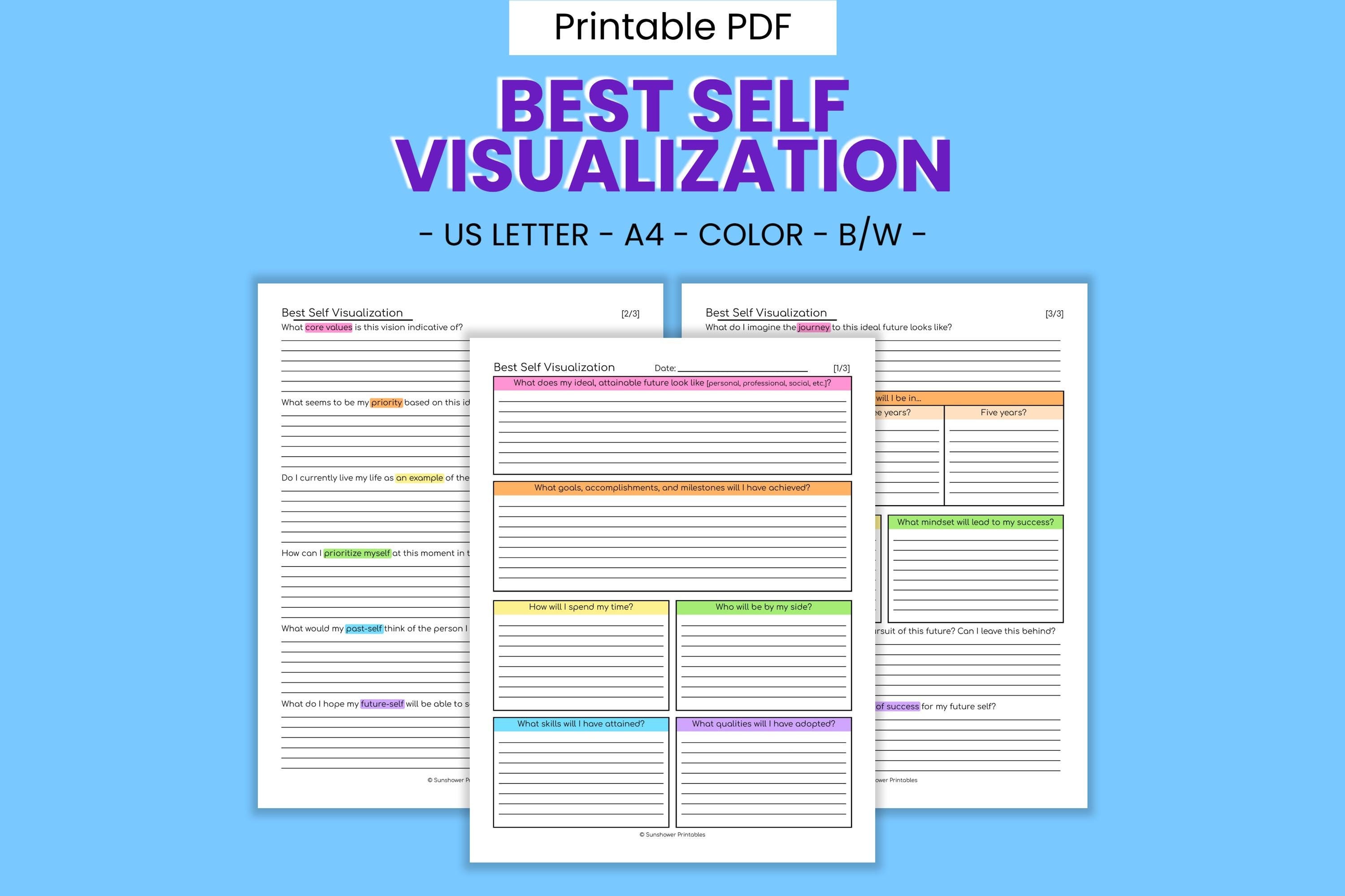 Visualisation Print Out Best Self Visualization Printable Worksheets - Manifest Success, Future ...