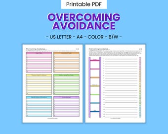 Overcoming Anxiety Avoidance Printable Worksheet - Exposure Therapy, Stress Relief Journal, Panic & Agoraphobia Management, Digital Download