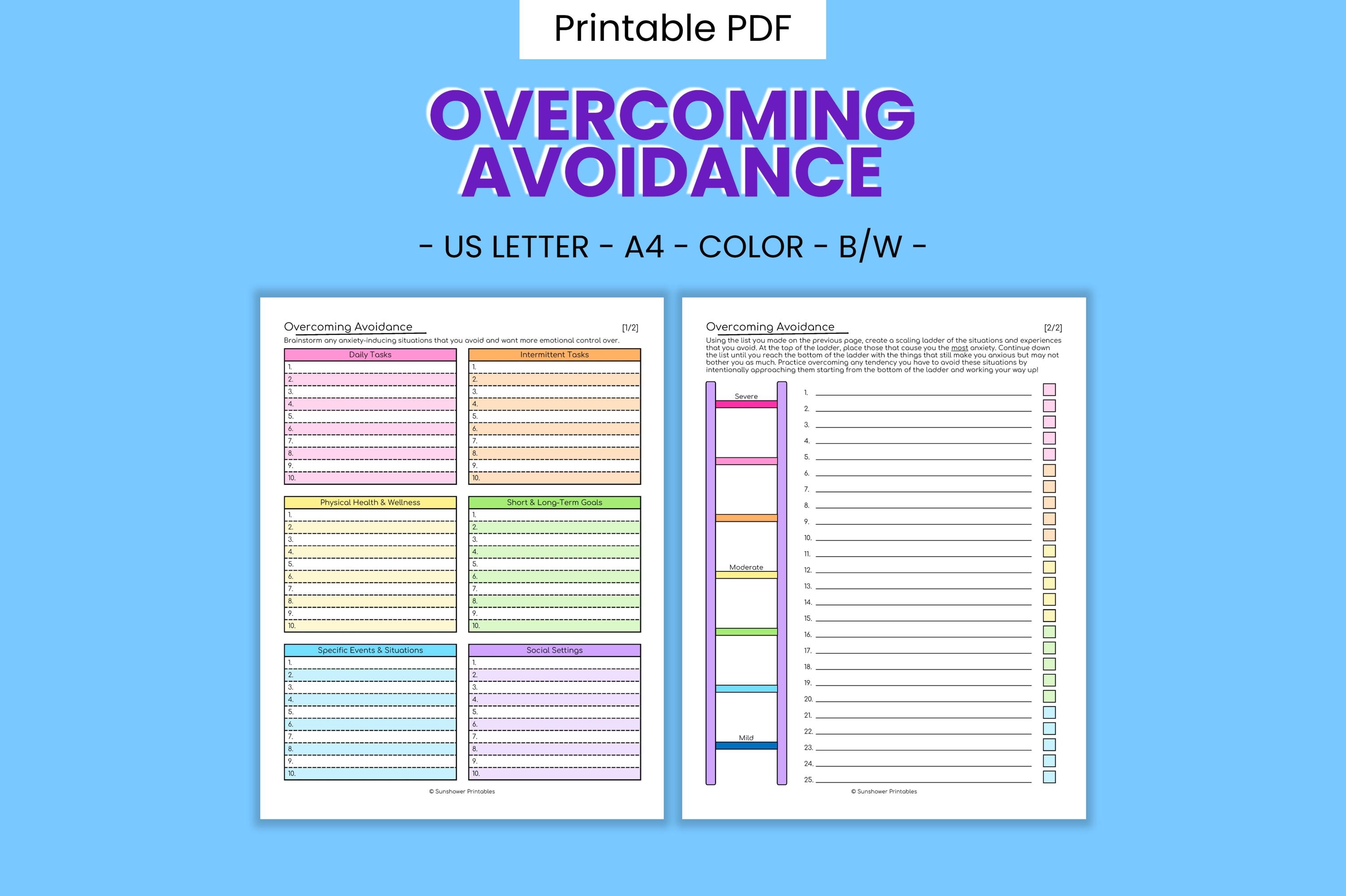 Overcoming Anxiety Avoidance Printable Worksheet - Exposure Therapy ...