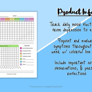 Bipolar Disorder Printable Mood Tracker - Symptom Record, Mania ...