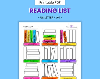 Reading List Printable Book Record - Book Club Page, Adult Coloring, Personal Growth & Continuing Education, Library Organization PDF