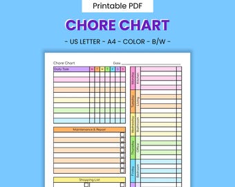 Chore Chart Printable - Cleaning Schedule PDF