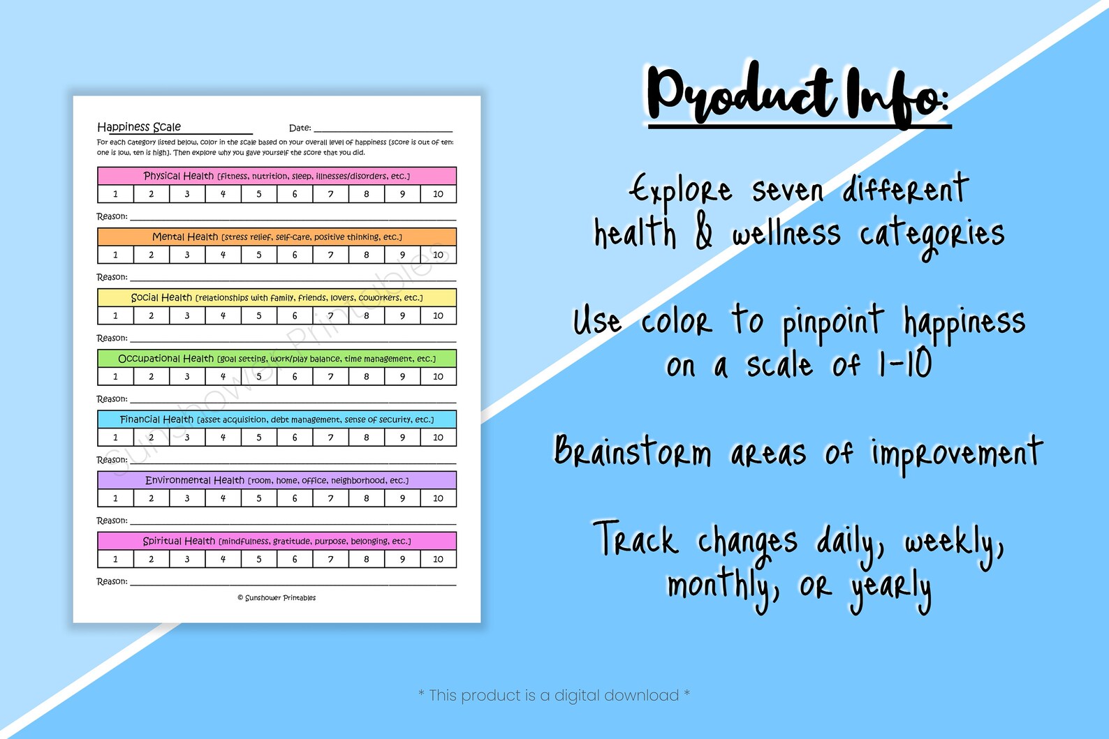 Happiness Scale Printable Worksheet Life Satisfaction Score - Etsy Hong ...
