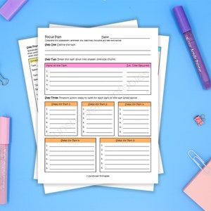 Focus Plan Printable Worksheets Productivity & Time - Etsy