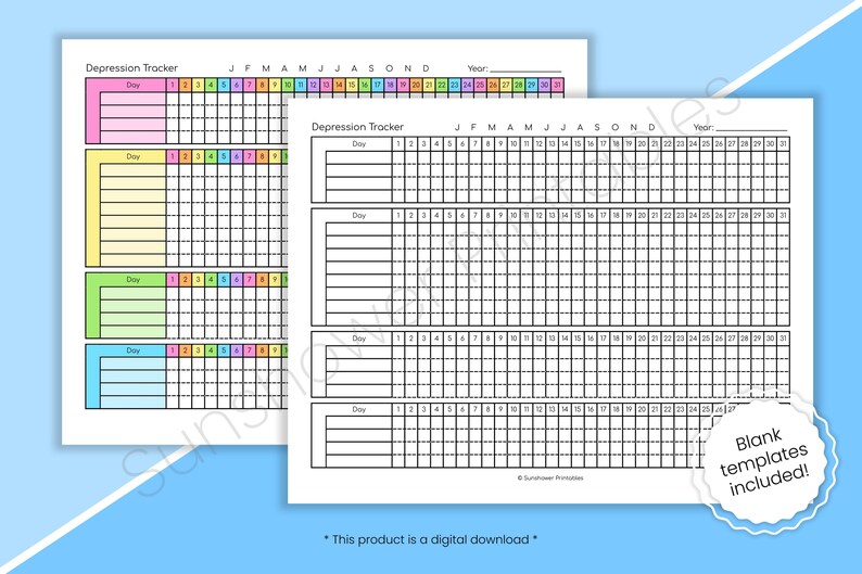 Depression Tracker Printable Therapy Worksheet - Mental Health Journal ...