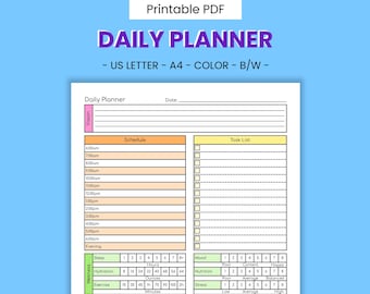 Daily Planner Printable - Wellness Routine Tracker (PDF)