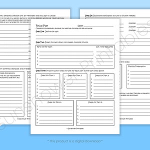 Focus Plan Printable Worksheets Productivity & Time - Etsy