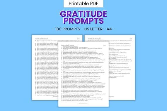 Printable Gratitude Journal Writing Prompts