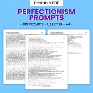 Perfectionism Journal Writing Prompts - 100+ Printable Questions, Productive Thought Processing, Emotional Awareness & Soul Searching Aid