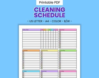 Printable Cleaning Routine Schedule