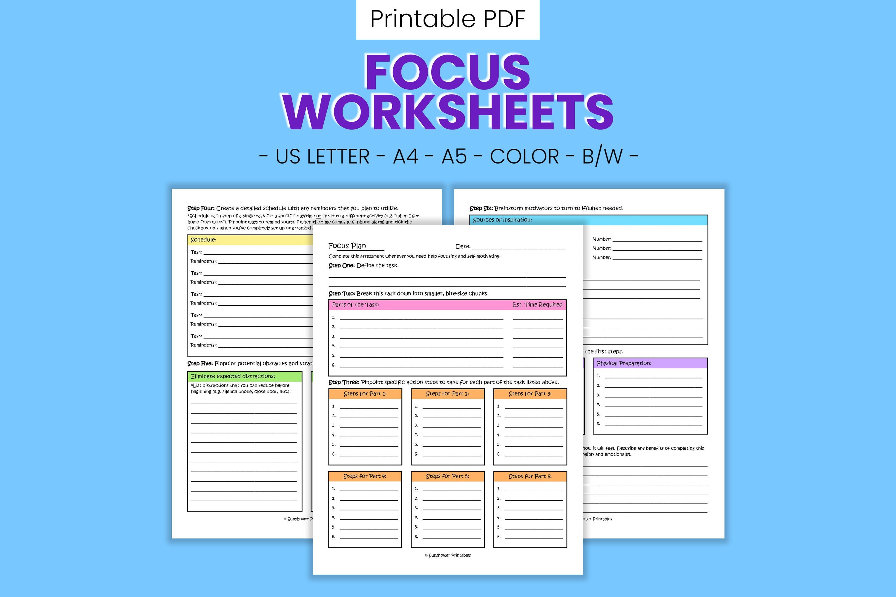 Focus Plan Printable Worksheets Productivity & - Etsy Focus Plan Printable Worksheets Productivity & - Etsy