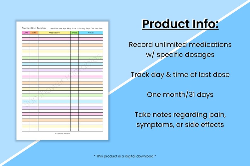 File Header Medication Medication Tracker Printable Planner - Prescription & Medicine Chart ...
