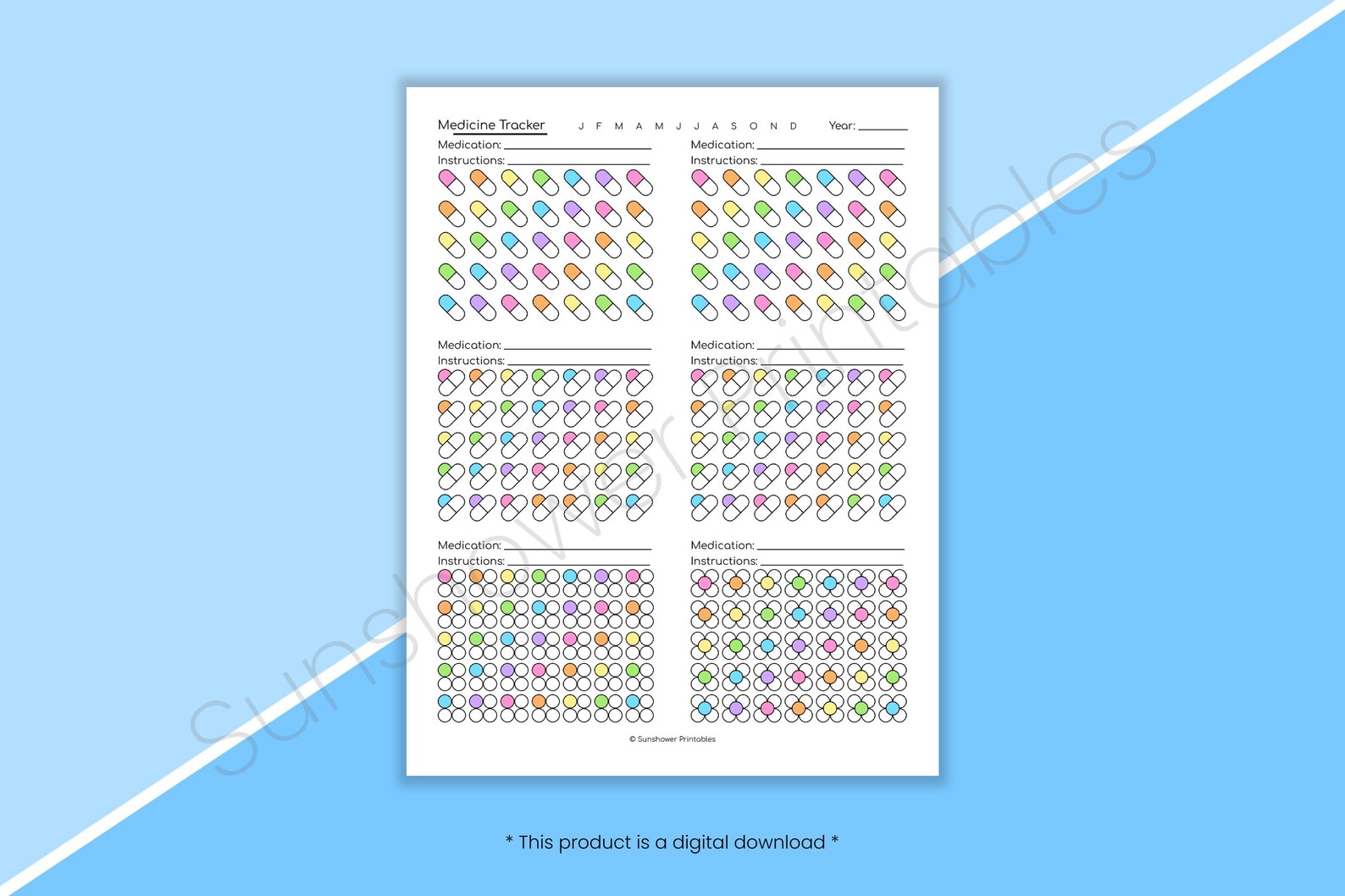 Pill Pdf File Medication Tracker Printable Pill Planner - Medicine Record, Illness ...