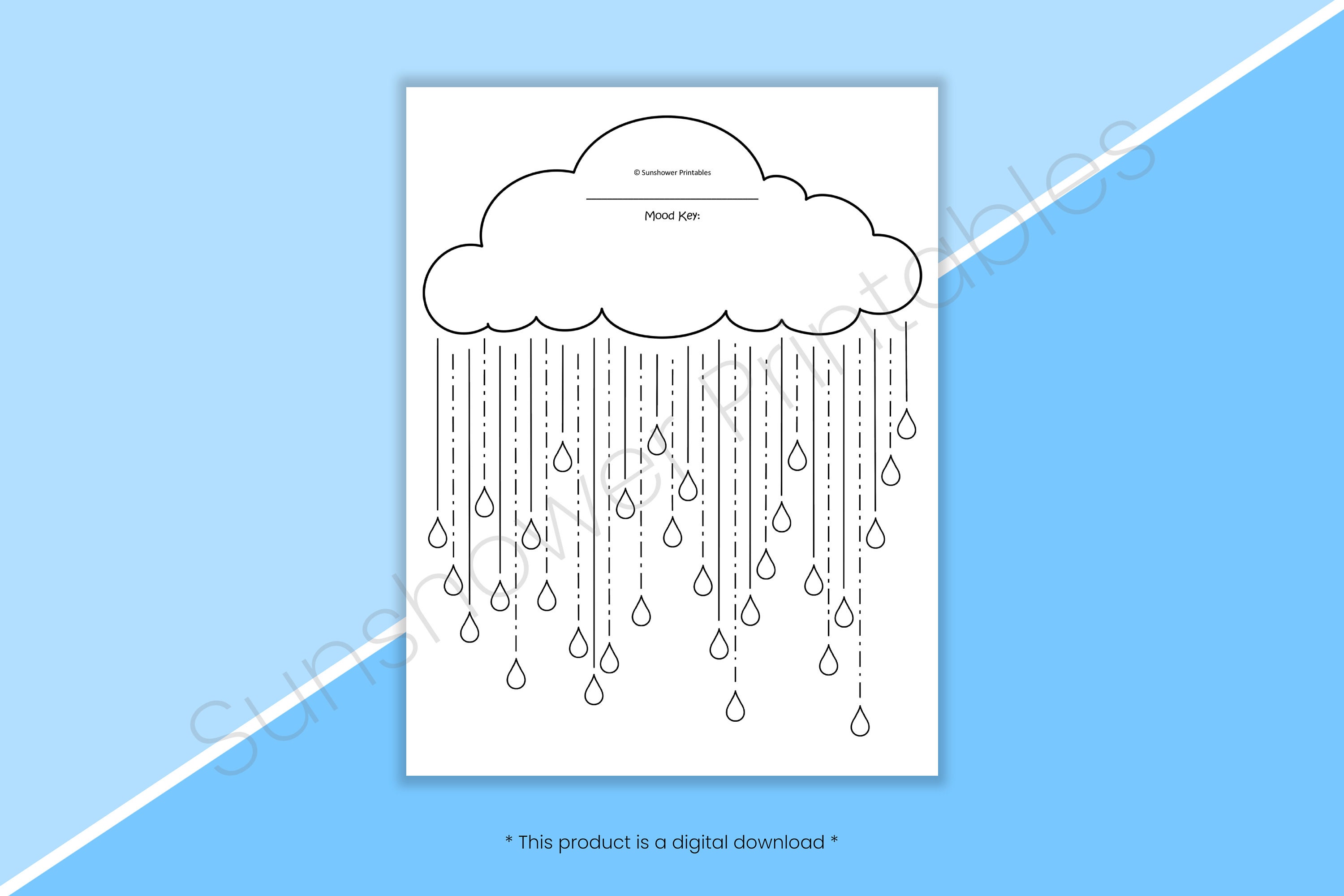 Raindrop Printable Mood Tracker - Monthly Coloring Page, Daily Emotion ...