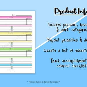 Printable Weekly Priority Planner Task Checklist, Goat Setting ...